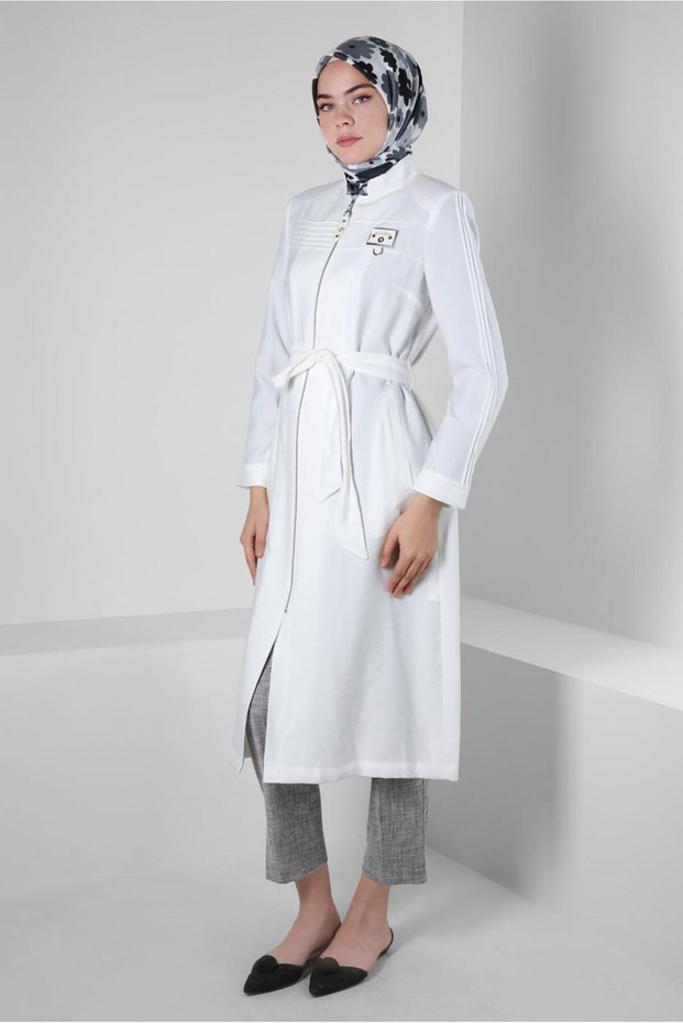 Belted Zippered Trench Coat 10552