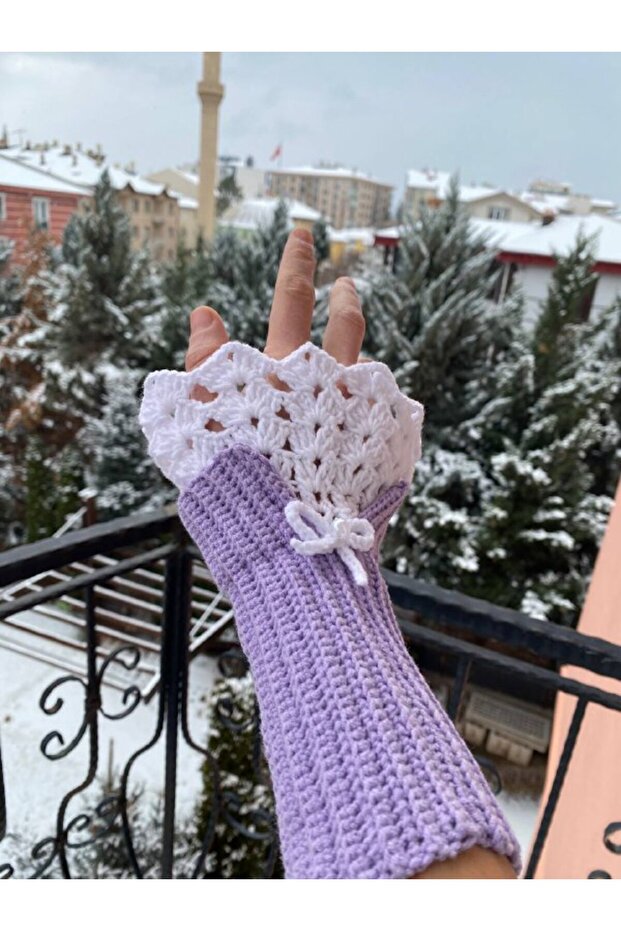 Vintage Örgü Dantel Eldiven , Bileklik - 5