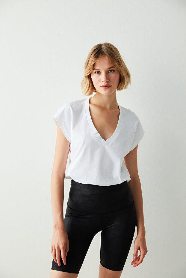 Siyah Miracle Pop Up Leather Biker Short - 4