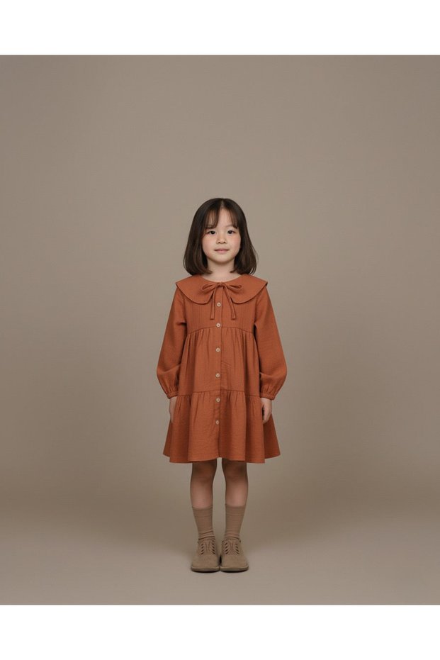 Girl's Cotton Linen Dress and Headband Tile 3–9 Years | Rg1713