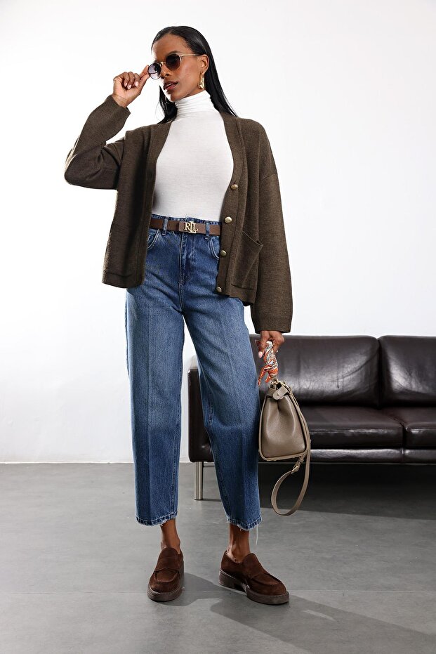 Blue High Waist Baggy Jean Rm3004