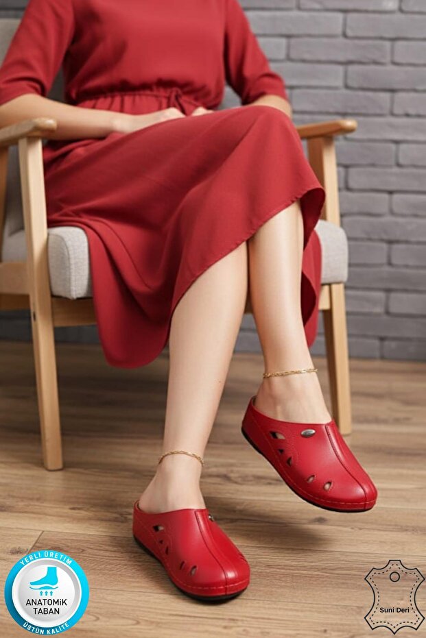 Lisa Women's Sabo Medical Doctor Nurse Hospital Full Orthopedic Closed Front Home Outdoor Slippers Red