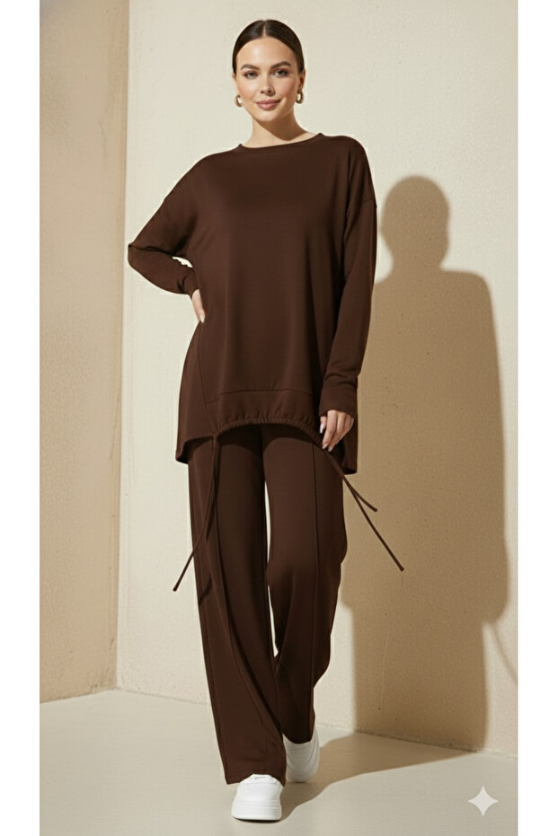 Brown Modal Fabric Double Set - 5