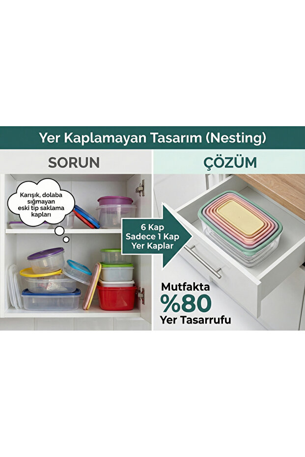 6 حاويات تخزين ملونة يمكن وضعها داخل بعضها - 2