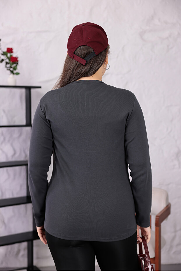 Plus Size Cotton Stretch Fabric Basic Blouse - 7