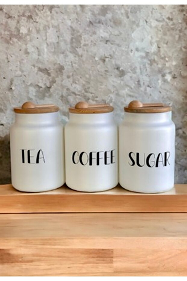 800ml Glass Tea/Candy/Coffee Jar Set with 3 Spoons and Bamboo Lid Tea Coffee Sugar Jar