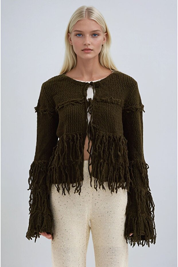 Self-Tied Short Knit Cardigan 5194