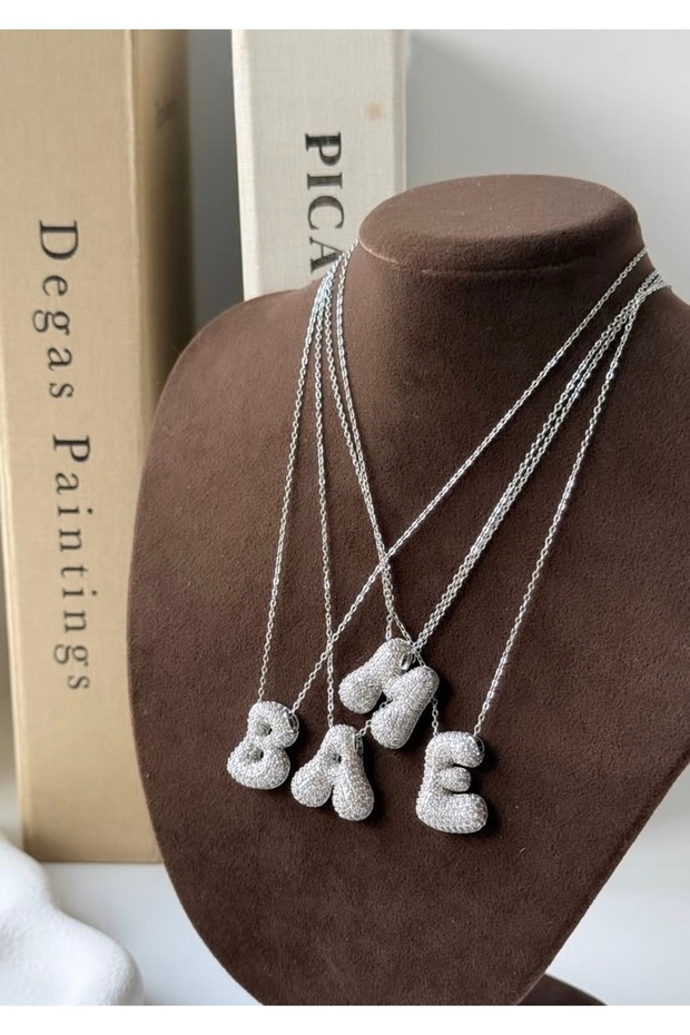 Bubble Taşlı Harf Kolye - 1