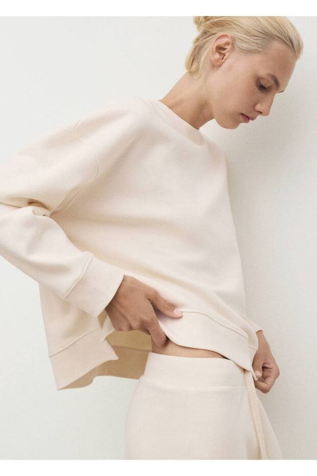 Dökümlü pamuklu sweatshirt - 1