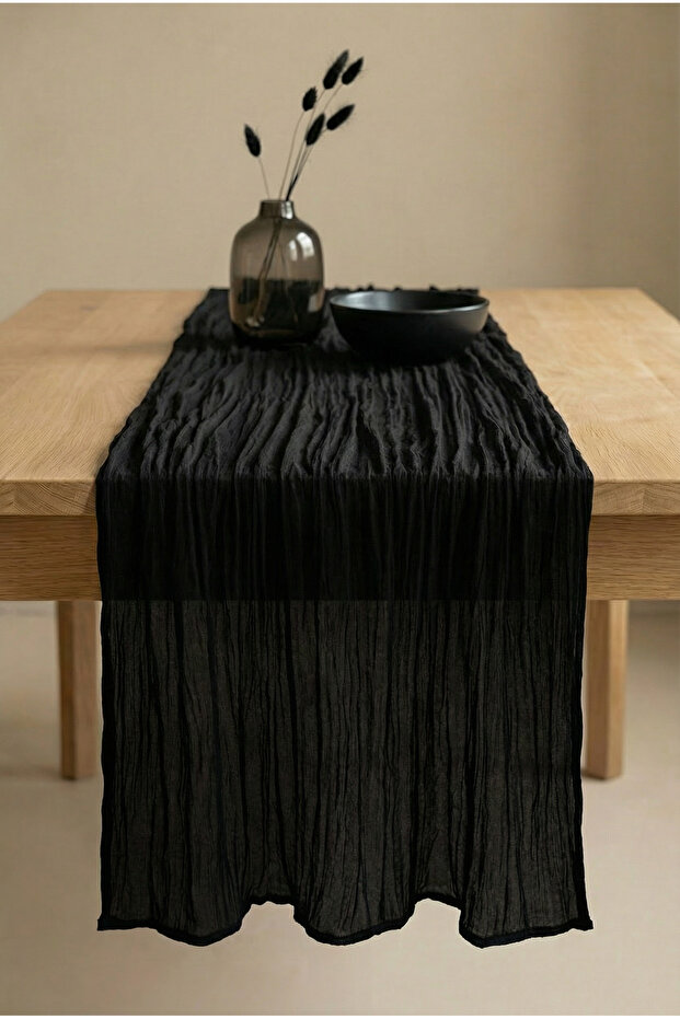 Nuvé | Siyah Tül Runner 90x200cm - 5