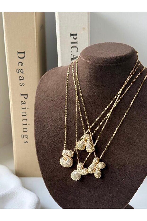 Bubble Taşlı Harf Kolye - 1