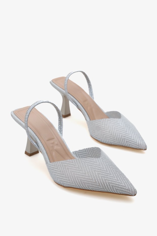 Sely Women's Silvery Transparent Heeled Shoes A003-K1442