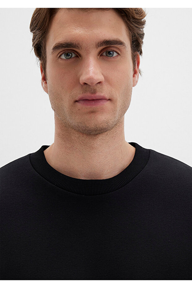 Bisiklet Yaka Siyah Basic Sweatshirt 0S10276-900 - 5