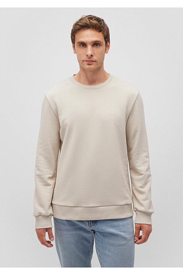 Bisiklet Yaka Bej Basic Sweatshirt 065751-35111 - 3