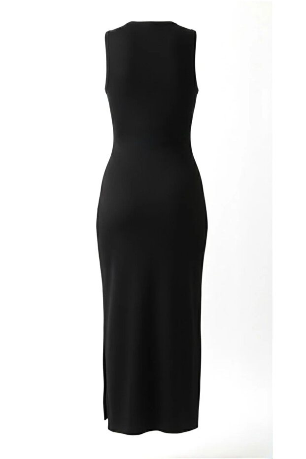 Triko Derin Yırtmaçlı Elbise - 2