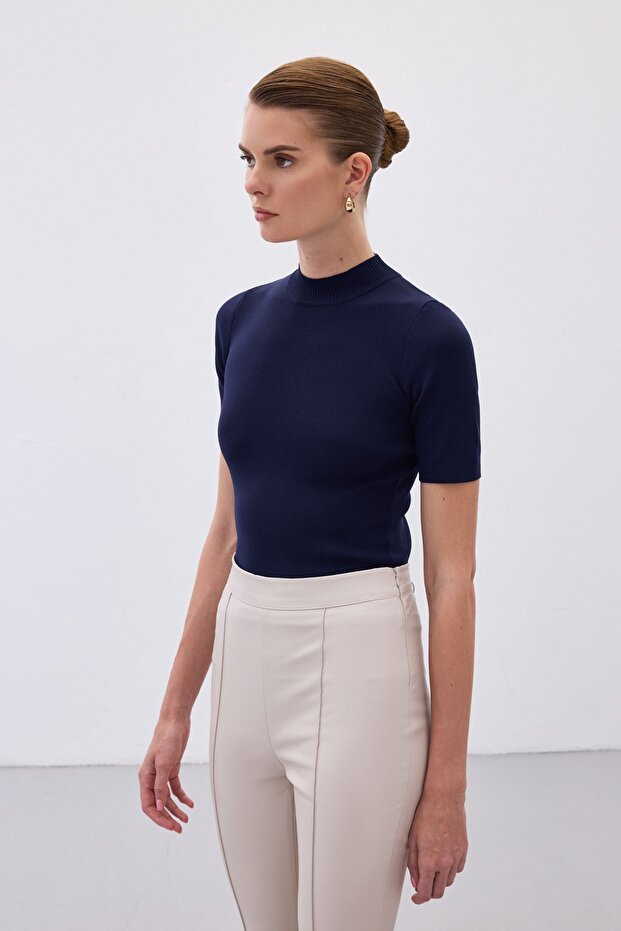 Halber Fischerpullover - Marineblau - 3