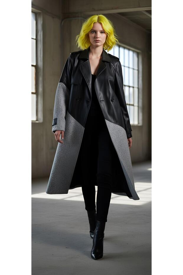 DERİ PARDESÜ KAŞE DETAYLI - 2