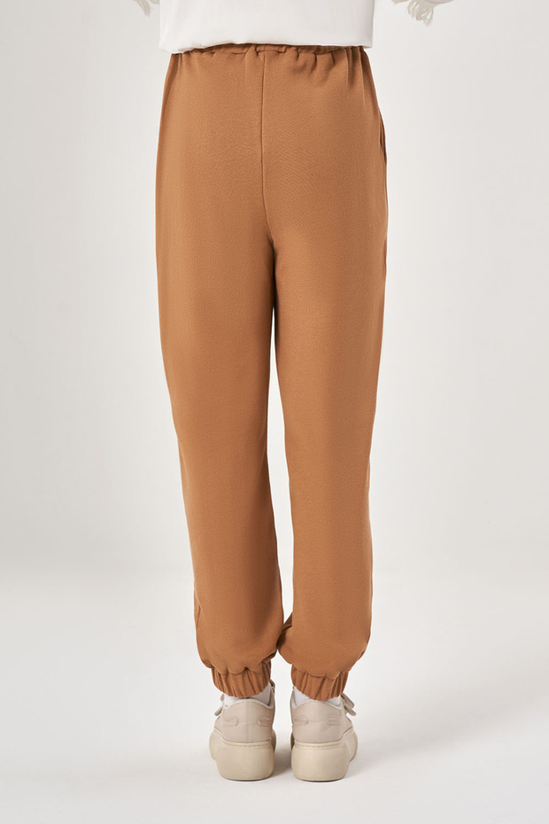 Paça Lastikli Örme Taba Pantolon - 5
