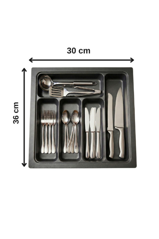 30X36 Cm. Anthracite Cutlery Holder for Drawer, Free Cutting (Can Be Cut up to 26.5X32.5 cm)