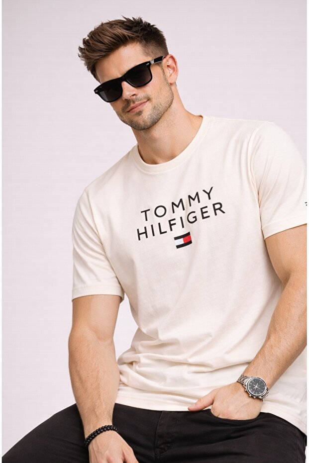 Embroidered Organic Cotton STACKED FLAG T-SHIRT