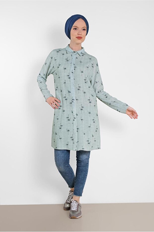 تونيك منقوش بنقشة الفلامنغو 4492-4 - 2