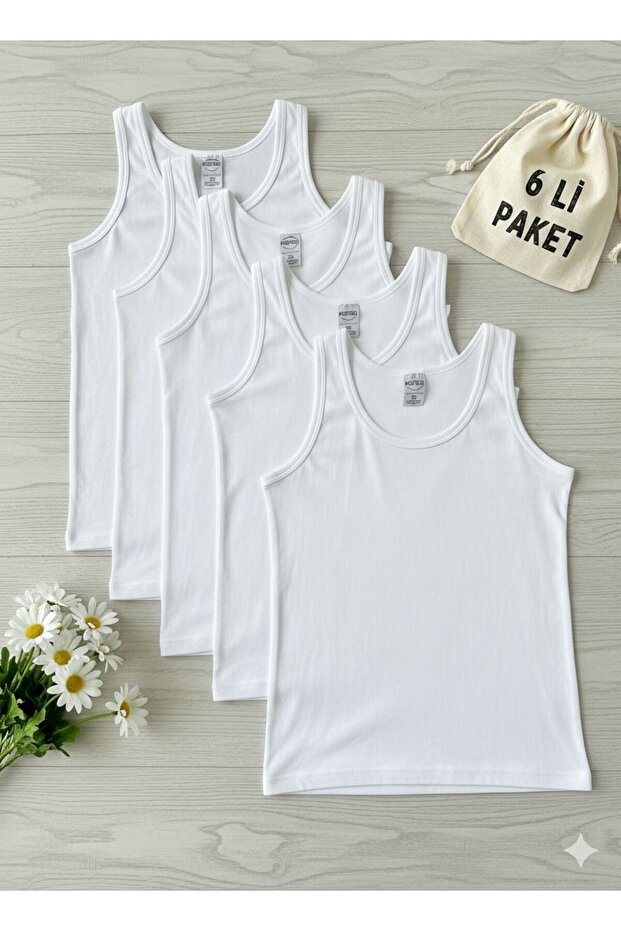 Boy's Combed White Undershirt Cotton 6-Pack - 1