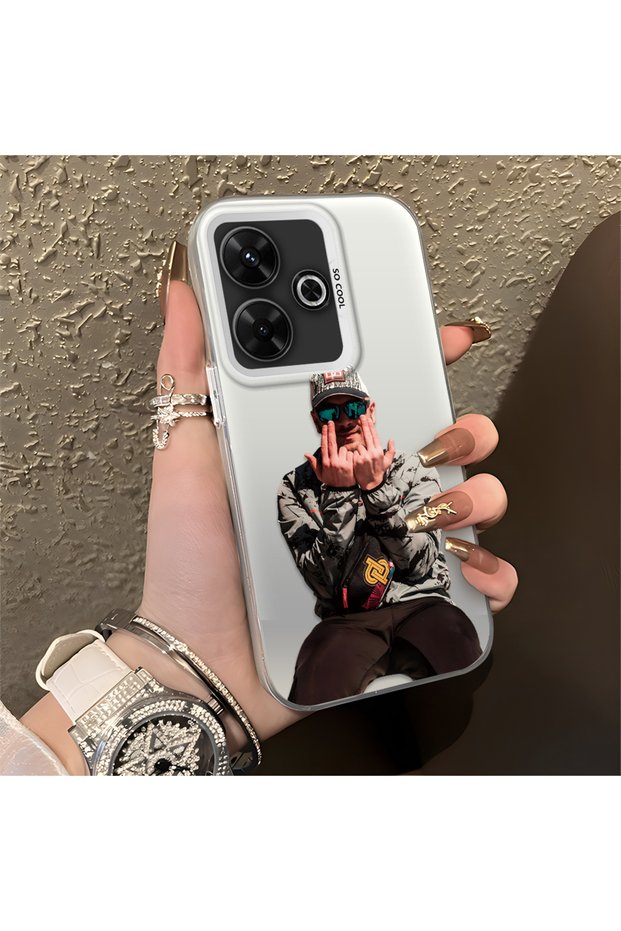 Xiaomi Redmi 13 Compatible Trend Men's Patterned Silicone Edge Hard Back Shockproof Case