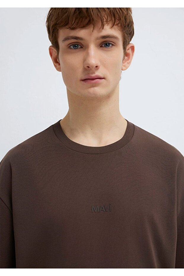 Logo Kahverengi Basic Tişört - 2