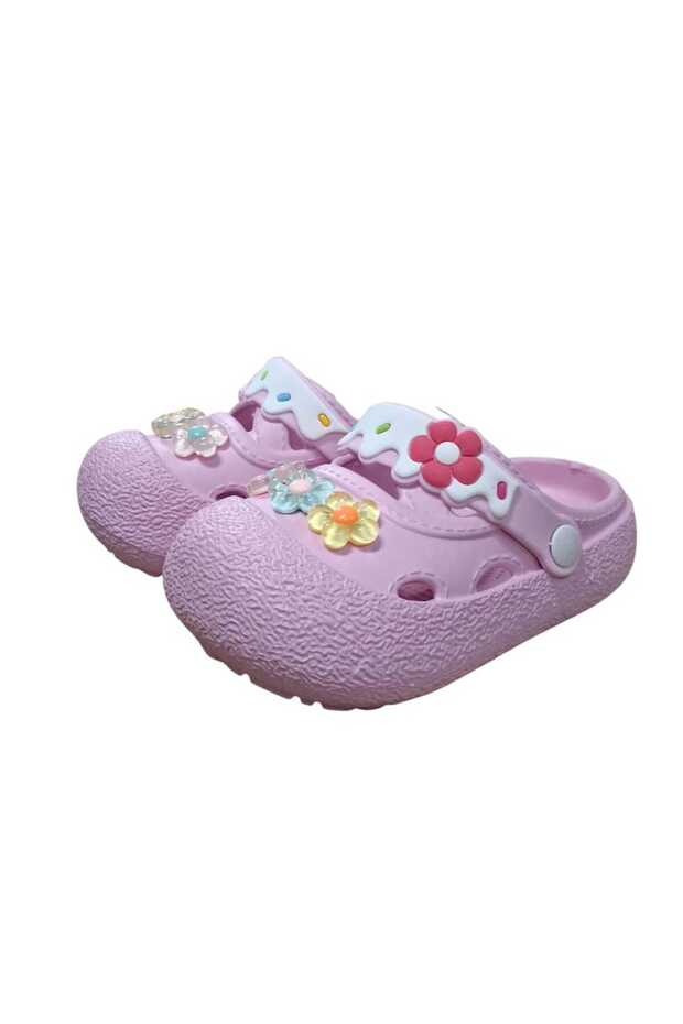 Girl's Floral Figured Non-Slip Sole Slippers Sandals