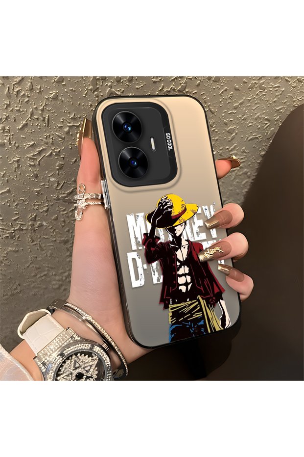 Realme C55 Compatible Trendy Men's Patterned Silicone Edge Hard Back Shockproof Case