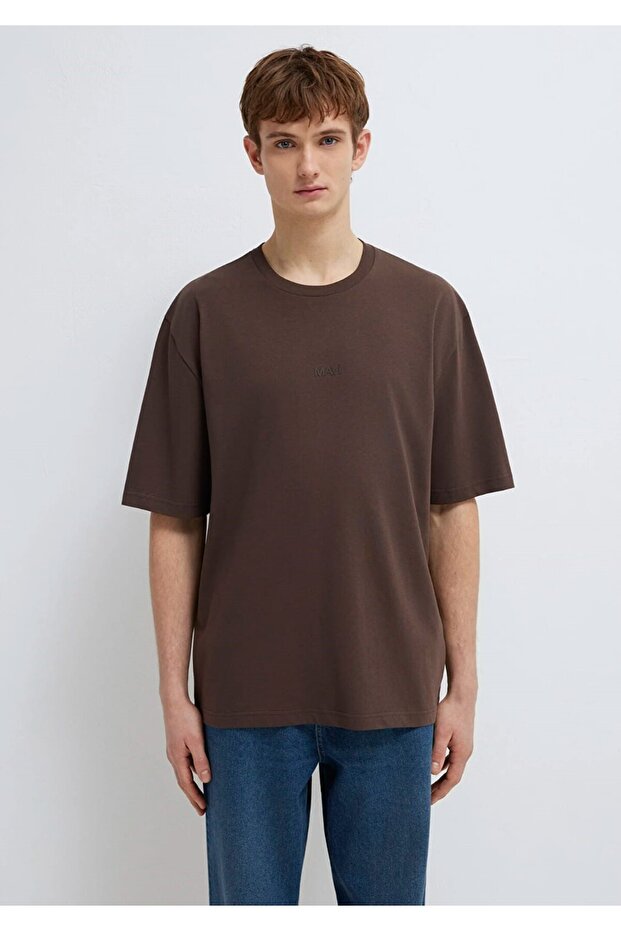 Logo Kahverengi Basic Tişört - 1