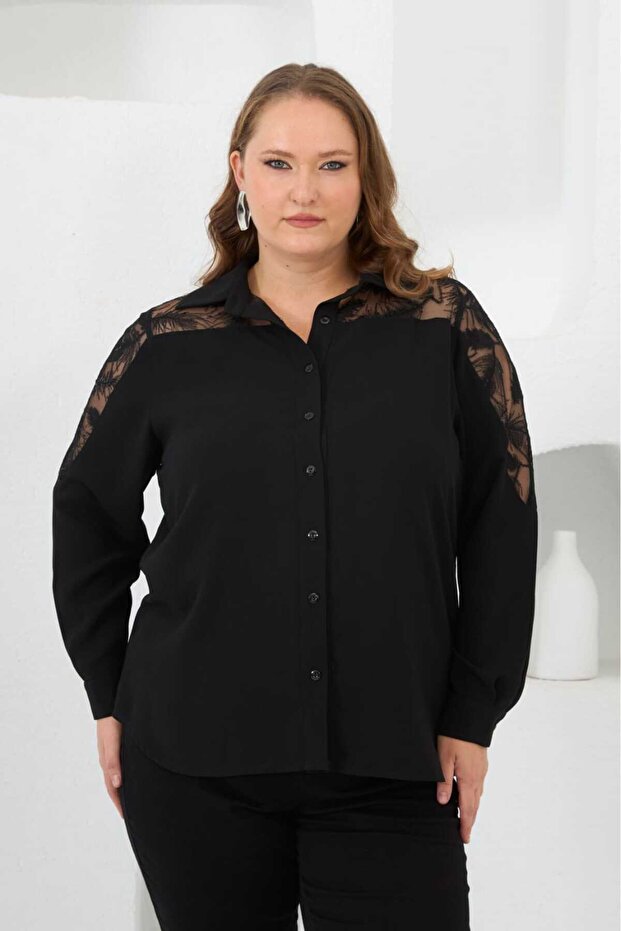 Women's Shirt O6777 Black