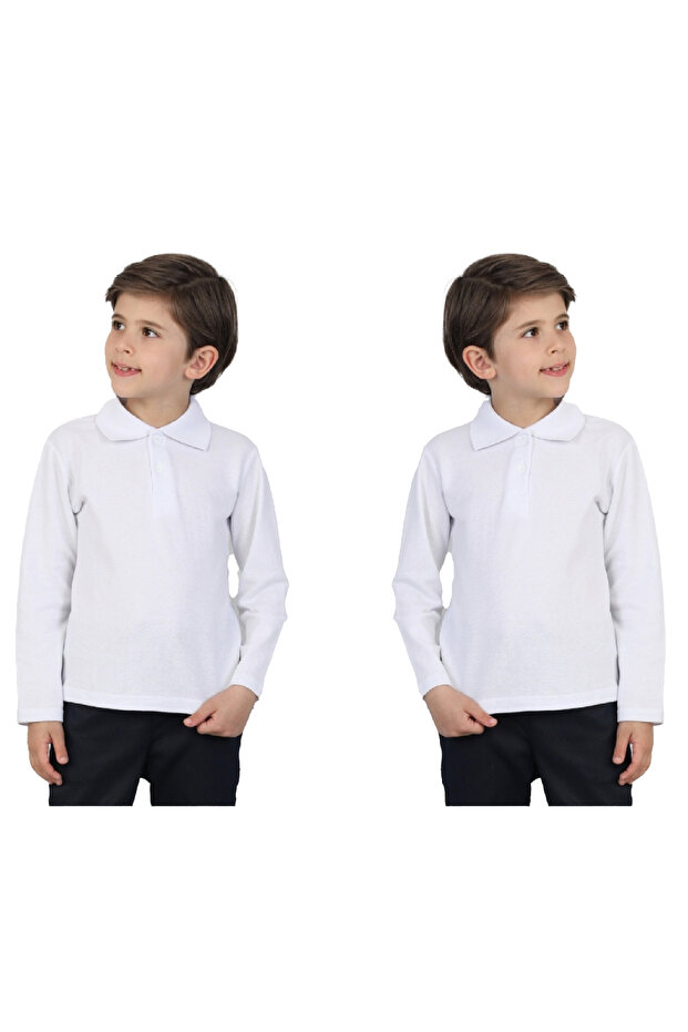 2-Pack T-Shirt Boys 100% Cotton School Style Long Sleeve 9-17 Years 12492