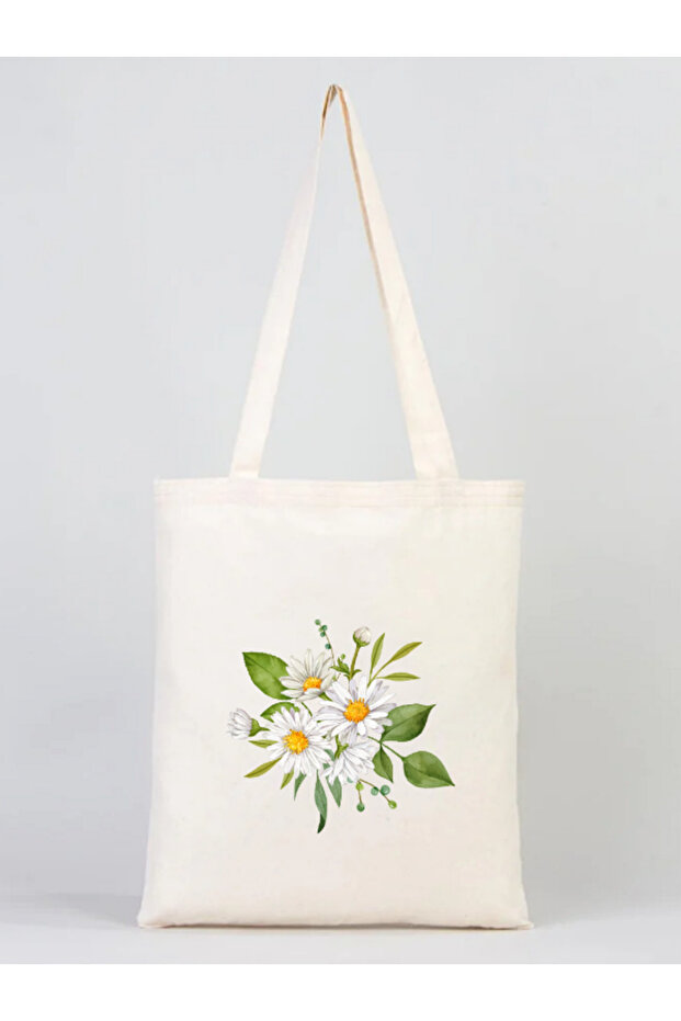 حقيبة قماش منقوشة بالبابونج 35x40 سم - 3