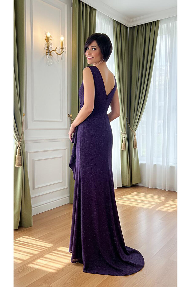 Drapeli simli elbise - 3