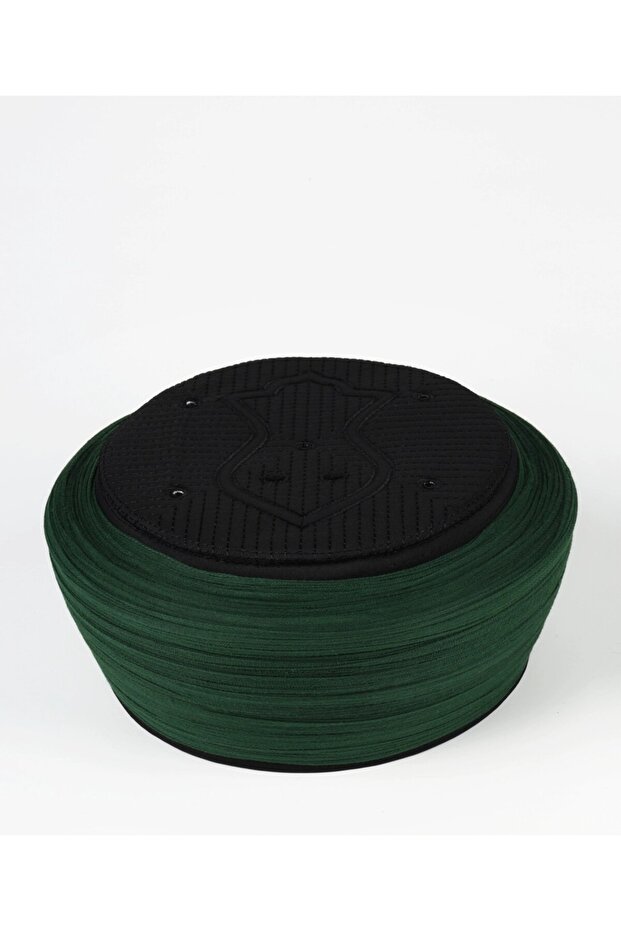 Children's Prayer Shawl - Green Fabric - Black Turban - Plain Wrap - Nâli Şerif - 6 Meters