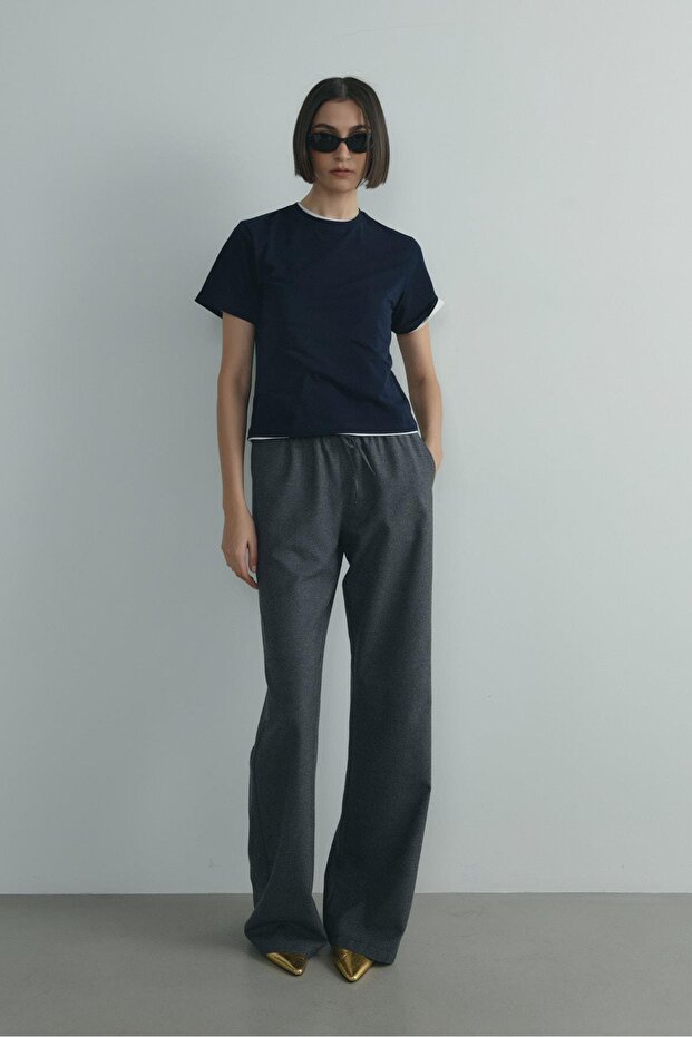 Lacivert Pamuklu Basic Tişört - 5