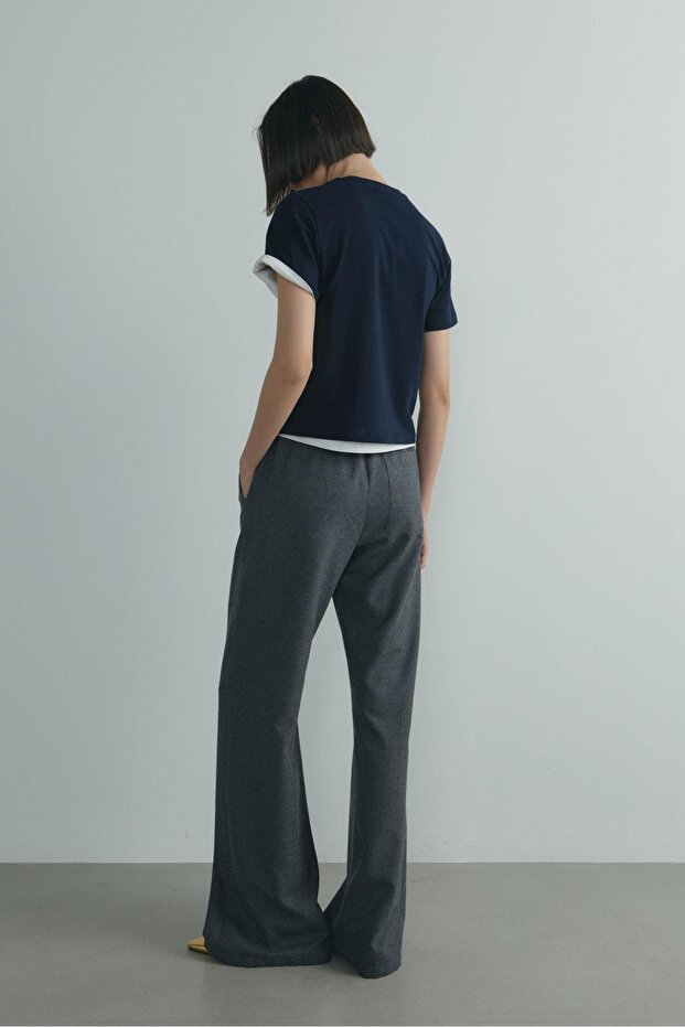 Lacivert Pamuklu Basic Tişört - 2