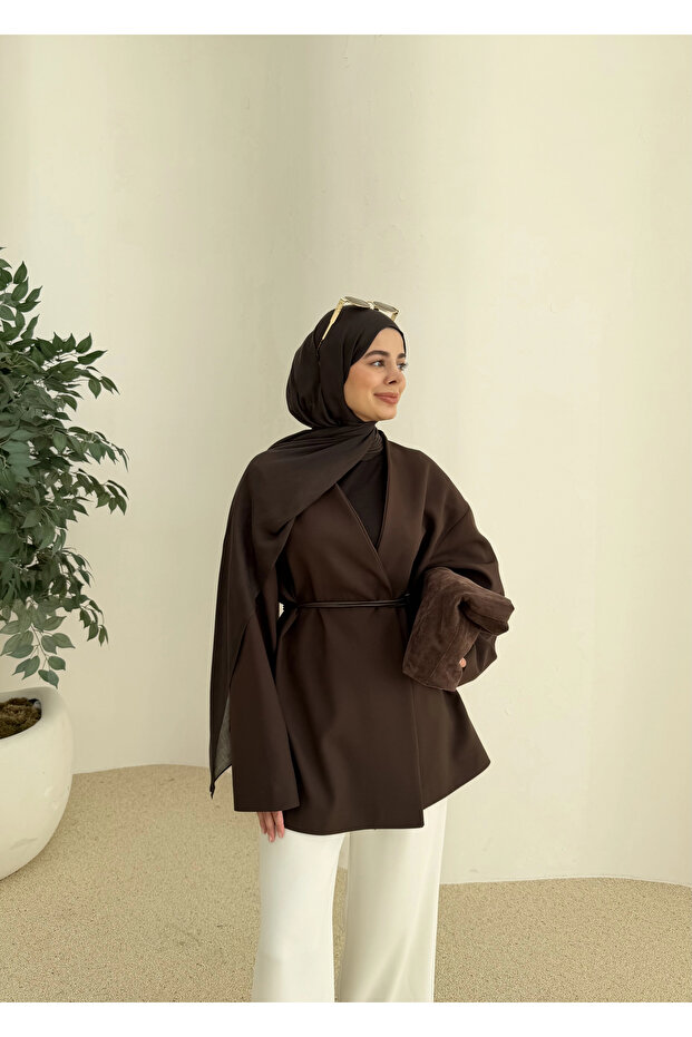 7673 POLEVİSKON CEKET KAHVE - 5