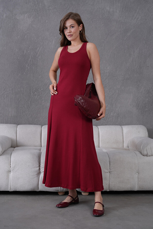 Kolsuz Yazlık Örme Elbise - 4