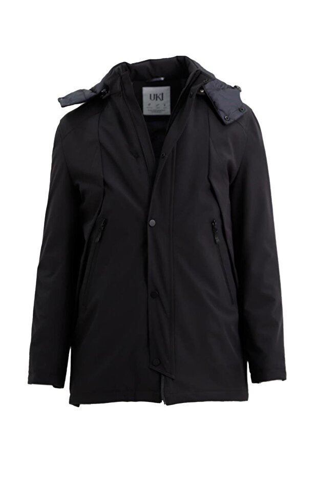 SİYAH Kapişonlu Kışlık Mont - 1