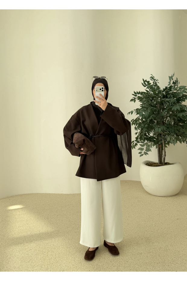 7673 POLEVİSKON CEKET KAHVE - 4