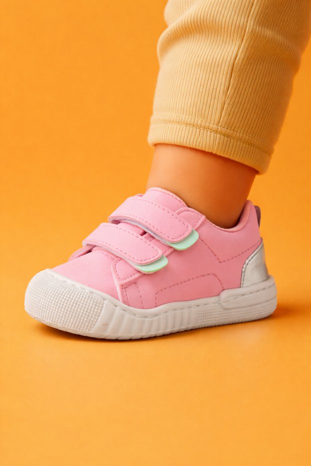 Baby Girl First Step Sports Shoes Pink – Orthopedic, Velcro, Non-Slip Sole (21-24)