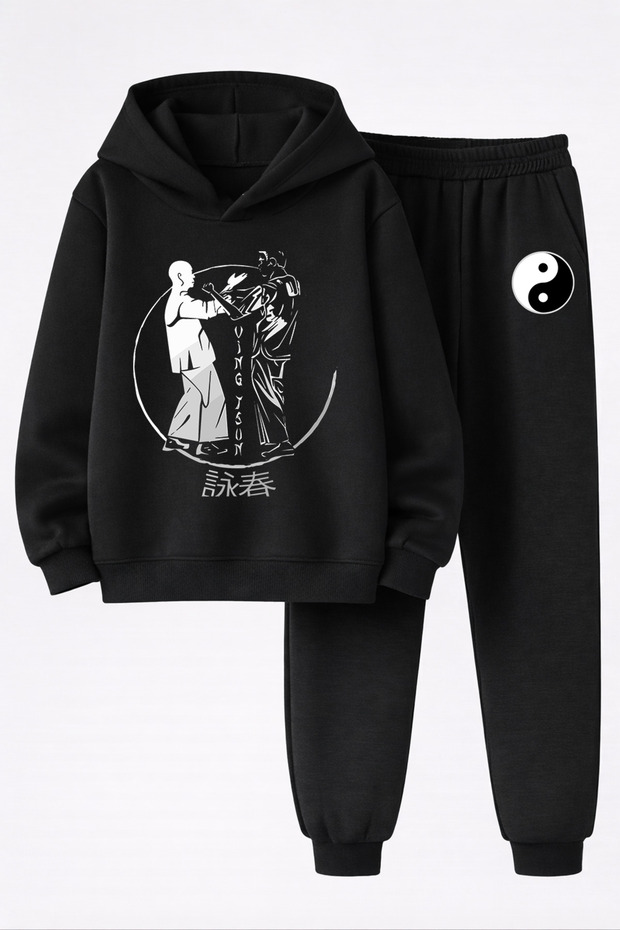 Kung-Fu Printed 3-Ply Sweatshirt and Trackpants Children's Bottom-Upper Set