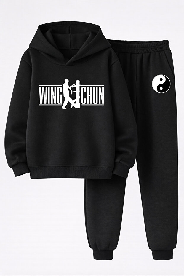 Kung-Fu Printed 3-Ply Sweatshirt and Trackpants Children's Bottom-Upper Set