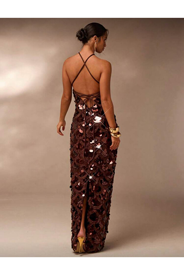 Kadın Pullu Askılı Elbise - 3