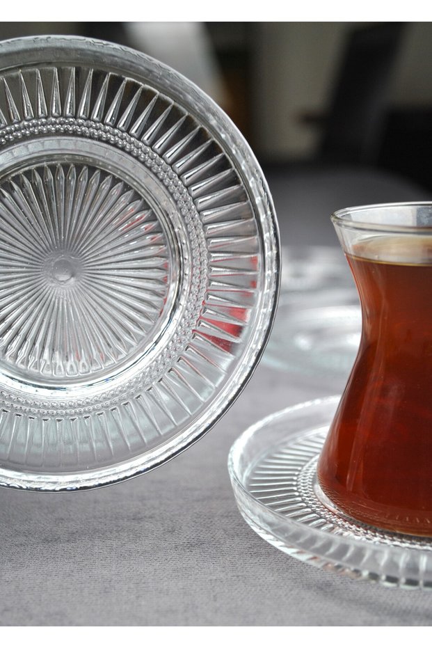 6 Pieces Glass Tea Saucer Tea Plate 12 cm Compatible with Elysia Cups Elina