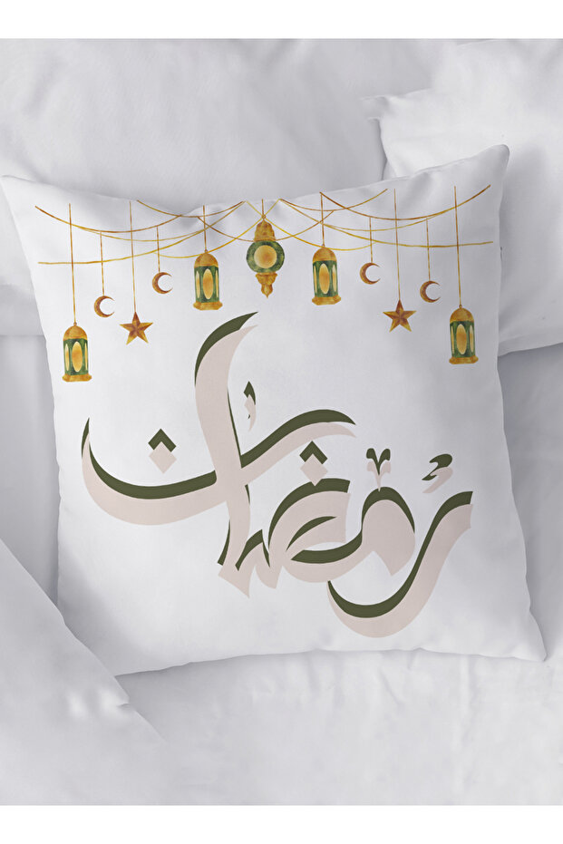 غطاء وسادة من البوليستر بتصميم فوانيس رمضان