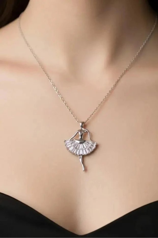 316L Steel Silver Color Ballerina Model Women's Necklace |   Frequent Wear Jewelry