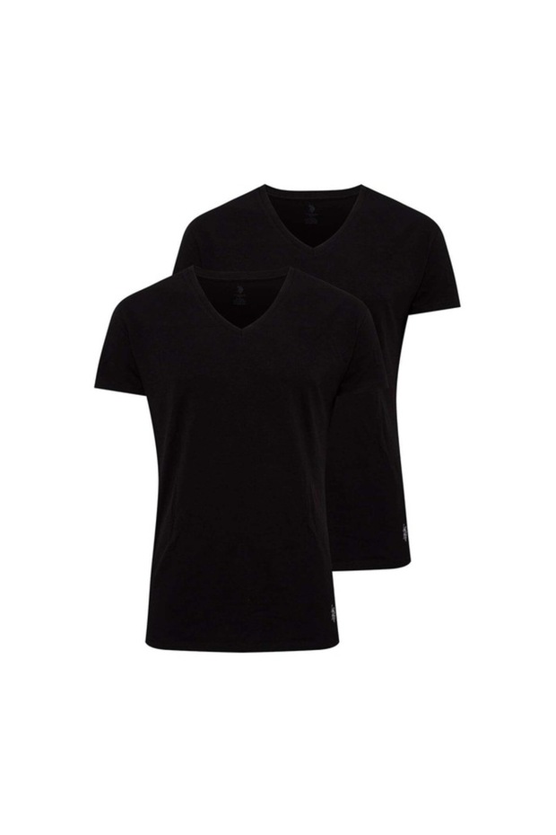 Men's 2-Pack Short Sleeve V-Neck Cotton Modal Fabric Stretch Fabric T-Shirt Undershirt